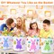 Easter Bunny Basket, 3 Pack Canvas Bunny Basket Egg Bags with Handles Printed Party Celebrate Decoration Gift Toys Carry Bucket Tote